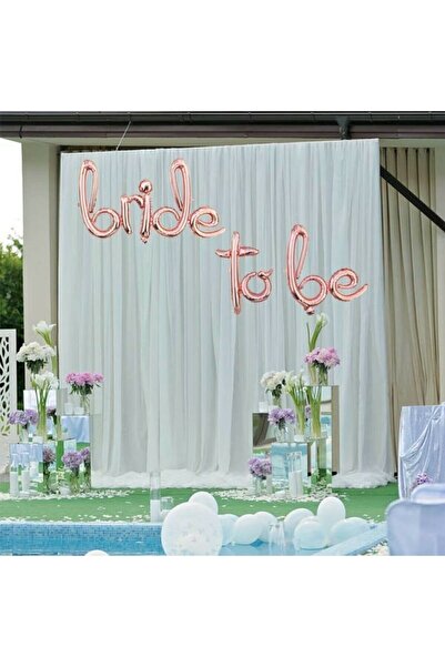 Parti dolabı Bride To Be Imza Folyo Balon 10 Adet Rose Gold Balon 2 Adet 16 inc Kalp Folyo Balon