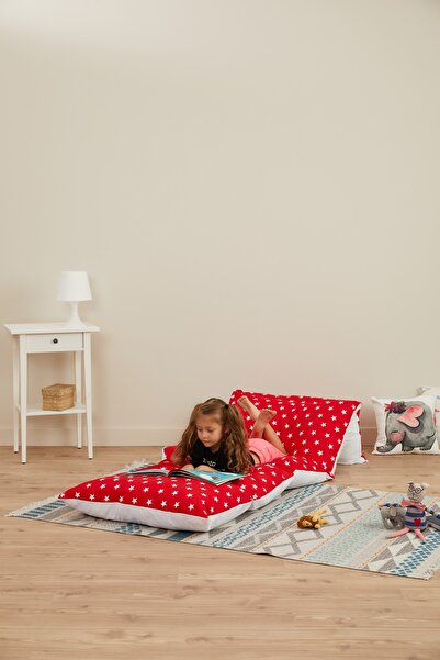 Svava Katlanabilir Yer Minderi - 5 Bölmeli Yastık Oyun Halısı kırmızı