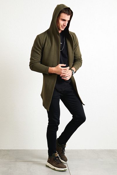 Buratti Slim Fit Hooded Cotton Knitted Cardigan Men's Cardigan 5896595