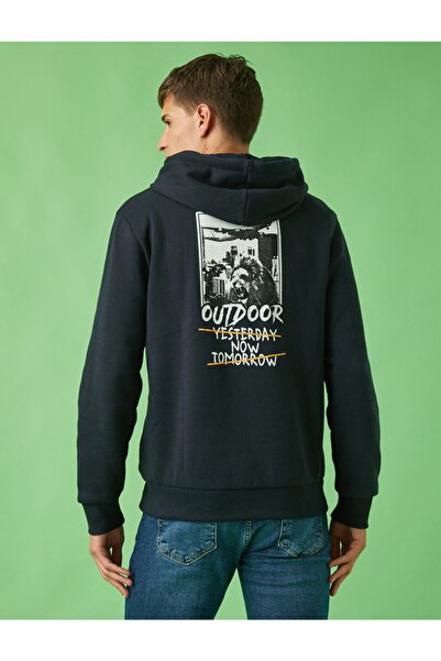 Koton Erkek Lacivert Kapüşonlu Sweatshirt