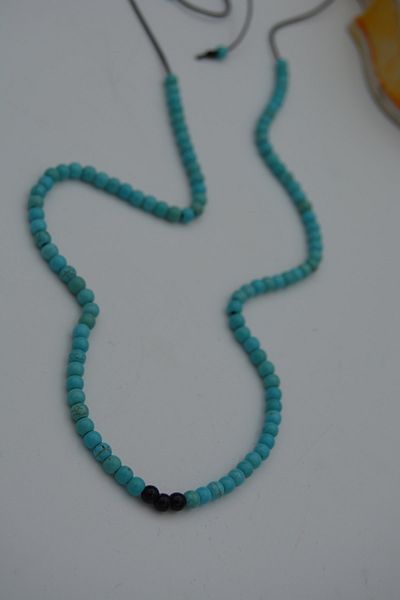 Stoneage Jewellery Turquoise And Onyx Jewelled Metal Free Necklace