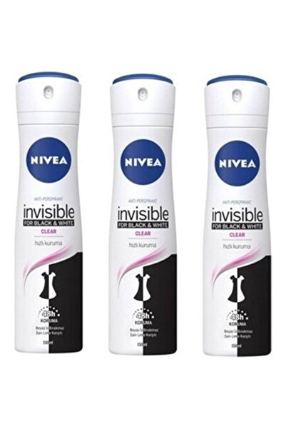 NIVEA Invisible Black And White Clear Kadın Deodorant 150 Ml (3 Adet)
