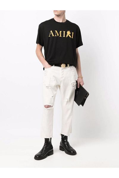Amiri Tricou negru cu imprimeu Playboy Regular Fit