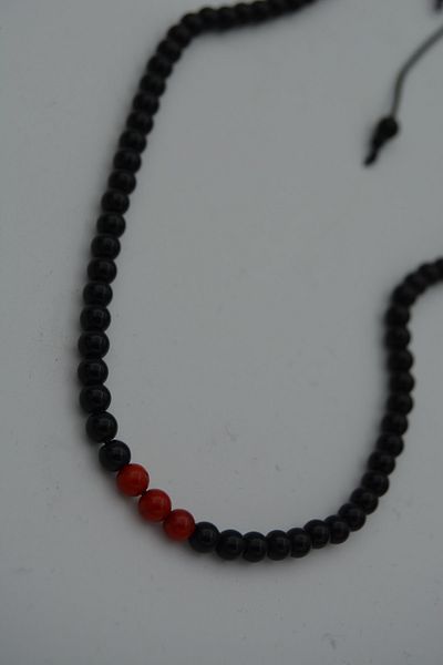 Stoneage Jewellery Coral And Onyx Stone Necklace