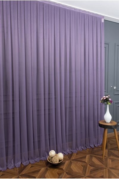 perdealemi ستارة تول سادة رمادي بنفسجي، 200x260، ثنيات ضيقة، 1/3