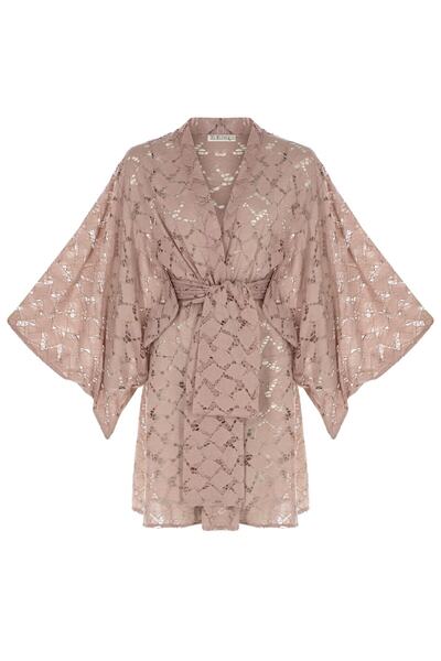 To Bunique Lisa Pudra Kısa Kemerli Kimono