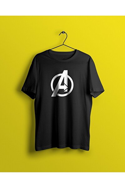 IvırZıvır Υπερμεγέθη Unisex Μαύρο T-shirt με στάμπα Avengers