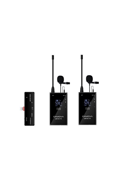CKMOVA Um100 Kit-6 Ultra Kompakt Iphone Ios Için 1 Alıcı 2 Vericili Uhf Kablosuz Yaka Mikrofon Seti