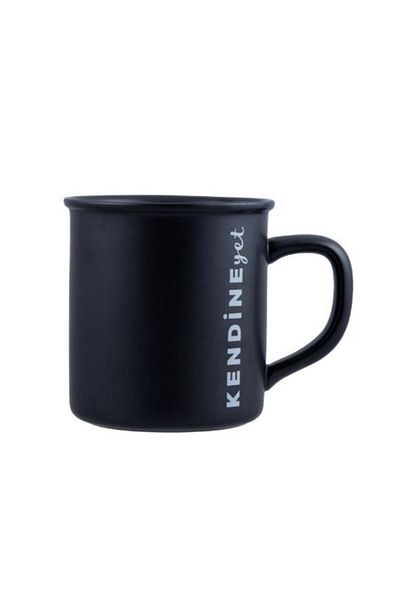 Paşabahçe Black Ceramic Mug with Self Yet Writing 400 Cc