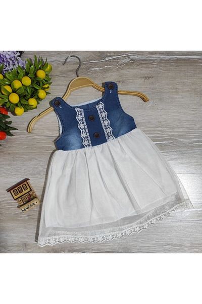 Pink Hippo Kids Rochie din denim cu bretele groase pentru fete