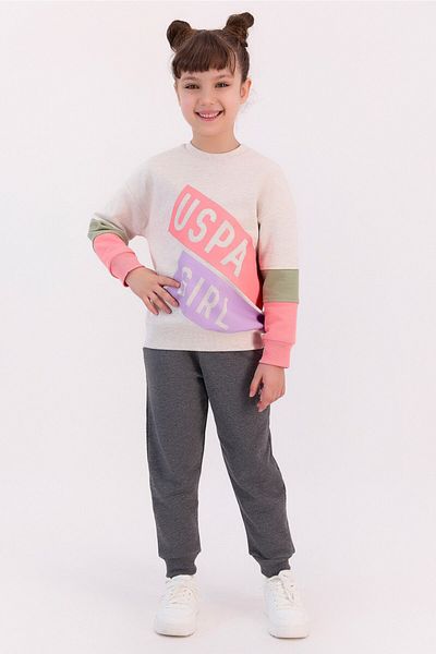 U.S. Polo Assn. Σετ κοριτσίστικης φόρμας Girl Cream Melange