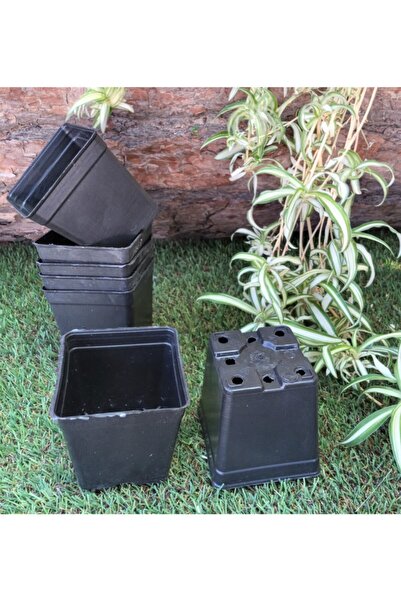 Ekodoğa Kare Saksı 0,23 Lt 7x7,5 Cm 15 Adet Üretim Saksısı Siyah Saksı Kare Ü...