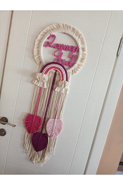 moon wood Ornament pentru ușă din macrame