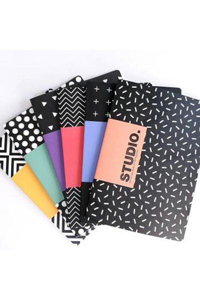 Gıpta A4 Studio Striped Spiral Notebook with Cardboard Cover