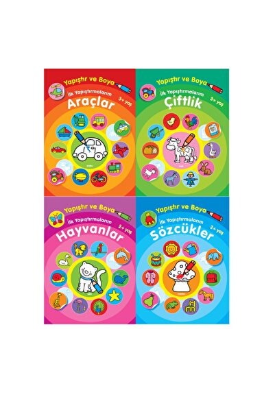 Parıltı Yayıncılık Ilk Yapıştırmalarım Seti (4 Kitap) Araçlar Çiftlik Hayvanl...