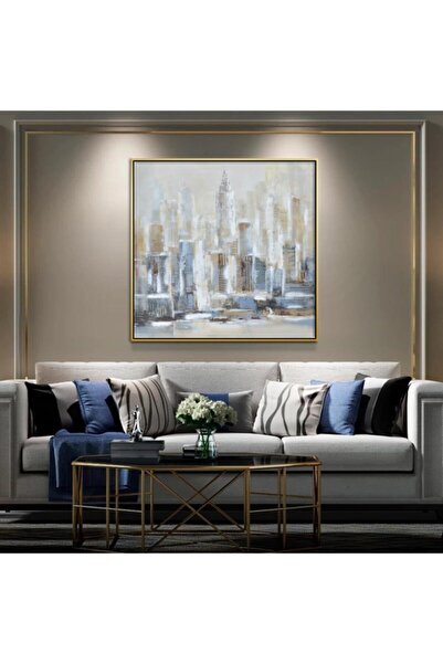 Markazip Altın Metal Çerçeveli Kanvas Tablo 90x90cm Kod: Zv2010-k-a