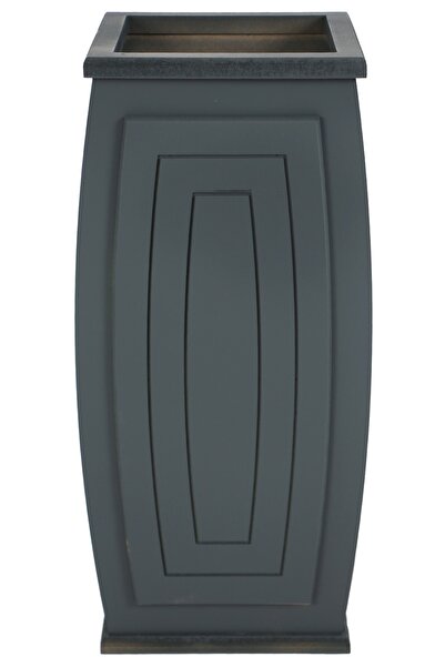 Yapay Çiçek Deposu Dekoratif Ahşap Mdf Saksı Ve Çiçeklik Ilizyon 60cm Antrasit