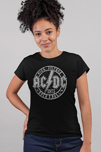 ROCKANDROLL Ženska majica sa crnim krugom ACDC kratkih rukava T-shirt