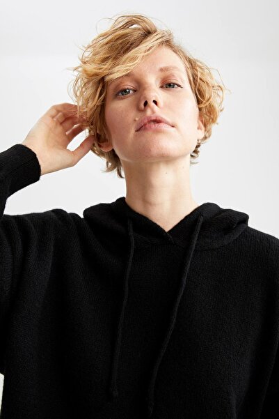 DeFacto Hooded Relax Fit Crop Knitwear Sweatshirt