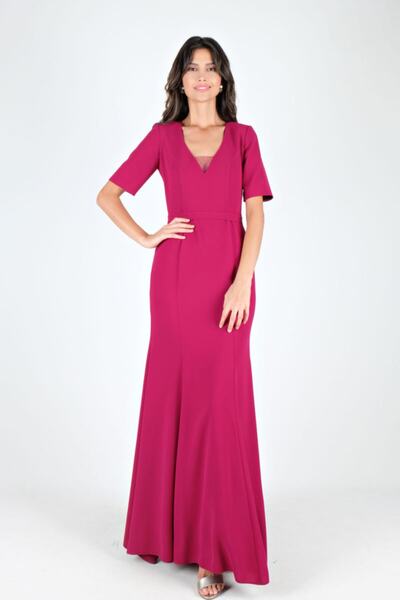 Spazio Kadın Mor Florentina Kolu Yırtmaçlı Balık Uzun Abiye 60096721