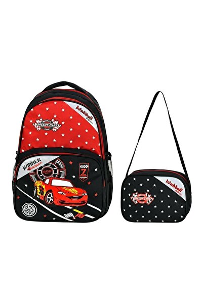 barberri Рюкзак для початкової школи з малюнком автомобіля та кишенею для ланч-боксу