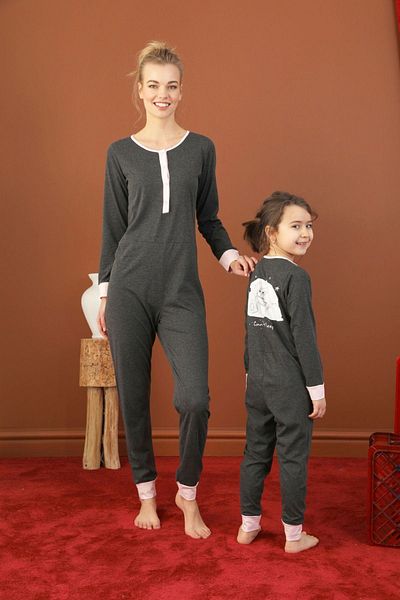 Siyah İnci Cotton Lycra Buttoned Jumpsuit