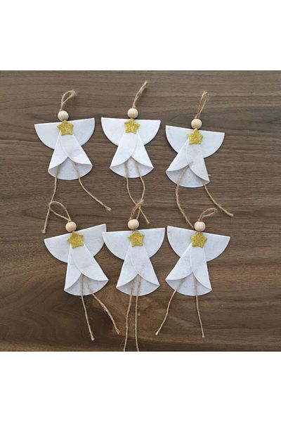 OzanTuhafiye Ornament de Crăciun din pâslă realizat manual, 6 piese, ornament de pin 22