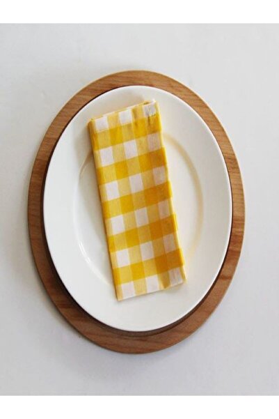 Çizgikare Șervețel din țesătură în carouri galbene (6 bucăți)