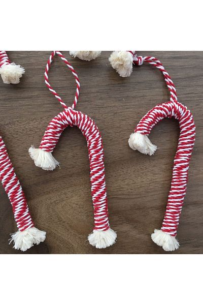 OzanTuhafiye Handmade Macrame Candy Set of 6 Christmas Ornament Pine Tree Ornament 24krmz