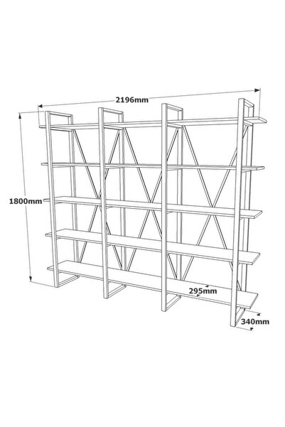 L'occi Concept Hw4 5 Raflı Hewson Metal Kitaplık 220cm*34cm*180cm