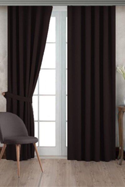 ISSA TEKSTIL Blackout Karartma Termal Kahve Fon Perde Tek Kanat
