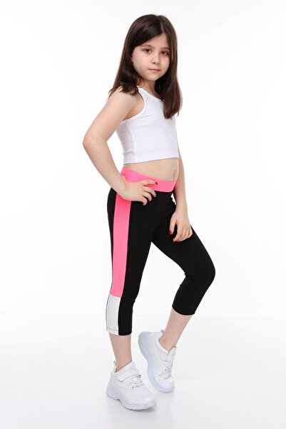 Neslice in İstanbul Girl's Tights Neon Striped Black Color Tights for Girls