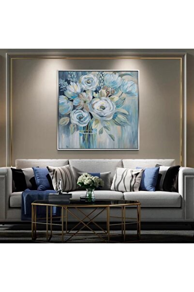 Markazip Gümüş Metal Çerçeveli Kanvas Tablo 90x90cm Kod: Cb5524-k-g