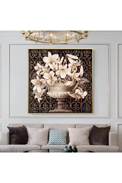 Markazip Altın Metal Çerçeveli Kanvas Tablo 90x90cm Kod: Ku1105-k-a