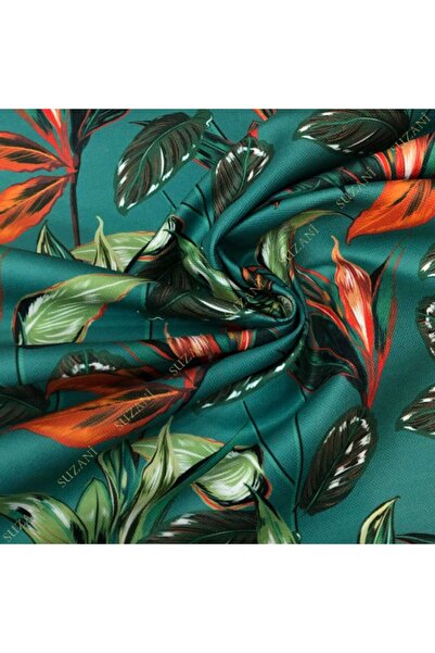 SUZANİ Tropikal Yaprak Desenli Dijital Baskılı Kumaş Kms-1282