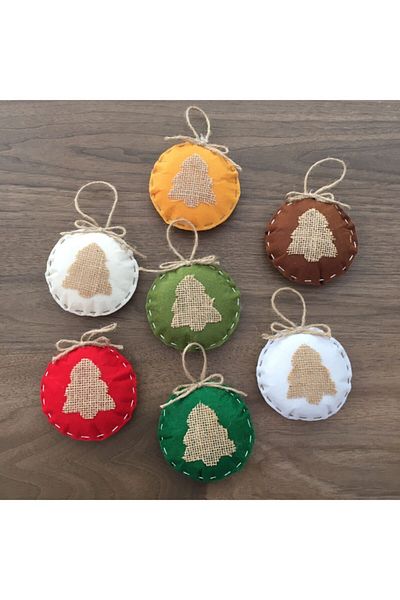 OzanTuhafiye Handmade Felt Tree Motif 7-Piece Christmas Ornament Pine Tree Ornament 11