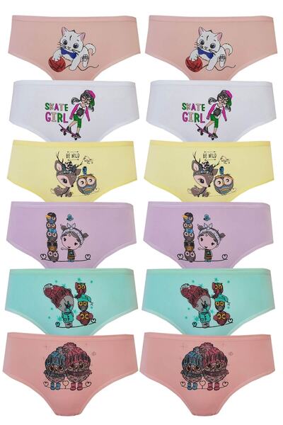 KOTA 12 штук дитячі трусики для дівчаток з кольоровим принтом