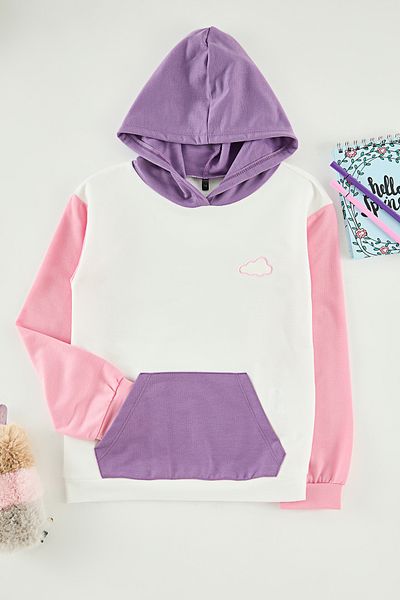 TRENDYOLKIDS White Girl's Color Block Knitted Sweatshirt Tkdaw25Sw00129