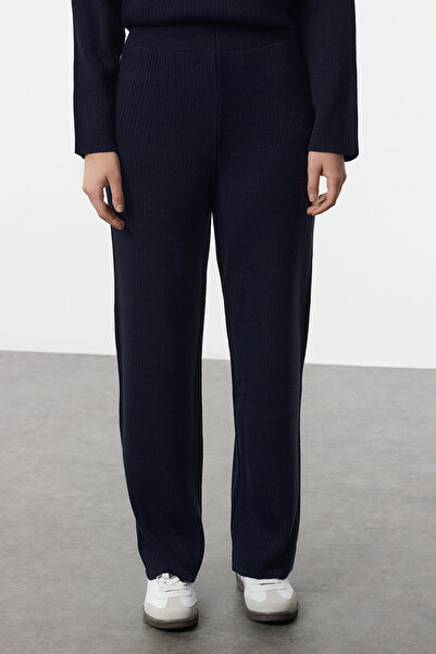 Trendyol Modest Sötétkék póló nyakú, hajlított kötöttáru alsó-felső készlet TCTAW25US00044