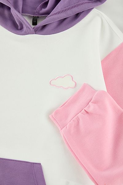 TRENDYOLKIDS White Girl's Color Block Knitted Sweatshirt Tkdaw25Sw00129