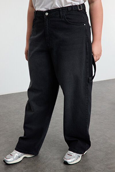 Trendyol Curve Черни дълги дънки с широки крачоли с висока талия Tbbaw25Cj00034