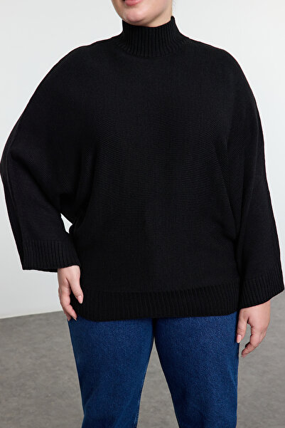 Trendyol Curve Black Bat Sleeve Thin Knitwear Sweater Tbbaw25An00060