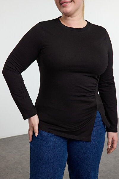 Trendyol Curve Μαύρη μονότζερ πλεκτή μπλούζα μεγάλου μεγέθους