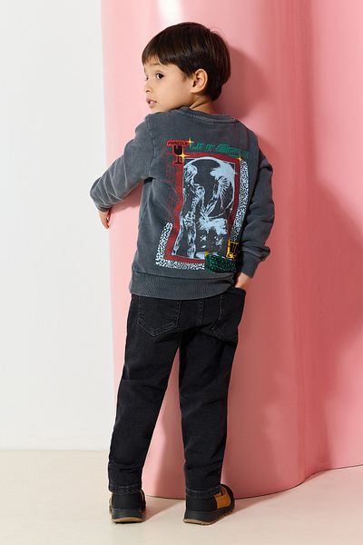 TRENDYOLKIDS Boy's Anthracite Mini Me Printed Sweatshirt - Tkdaw25Sw00062