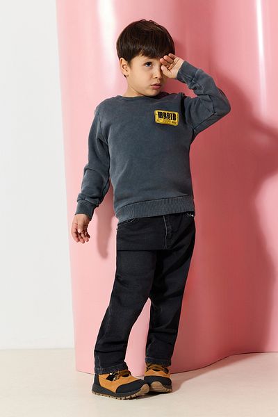 TRENDYOLKIDS Boy's Anthracite Mini Me Printed Sweatshirt - Tkdaw25Sw00062