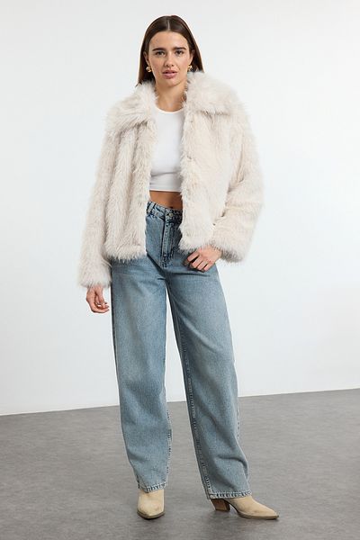 Trendyol Collection Kožich Ecru - Regular Fit Twoaw25Mo00314