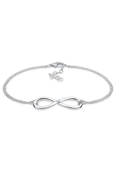 ELLI Brățară Femei Pandantiv Infinit Basic Cu Diamant (0,03 CT.) Din argint 925
