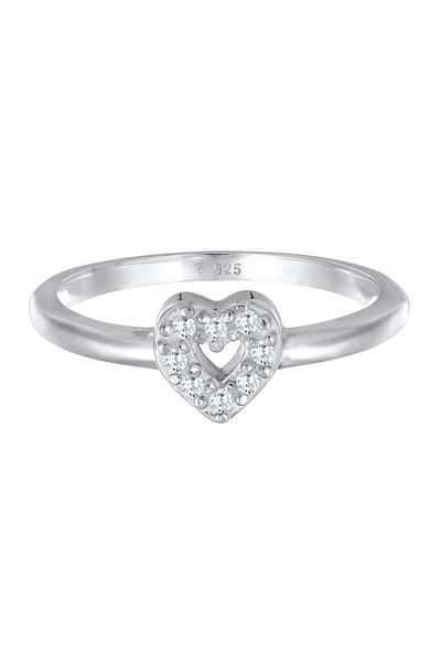 ELLI Inel Ladies Stack Heart Romantic Sparkling Cu Zirconiu În Argint Sterling 925