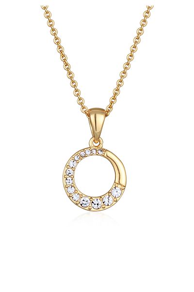 ELLI Necklace Ladies Circle Pendant Round Geo Gold Coloured With Crystals
