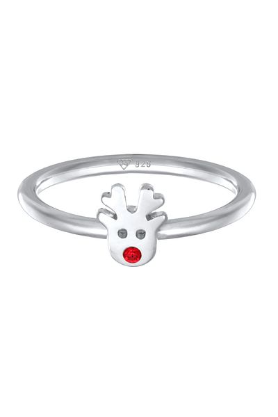 ELLI Ring Damen Basic Rentier Weihnachten mit Kristall in 925 Sterling Silber